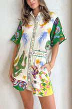 Ensemble Heavenly avec blouse imprimée et short à poches