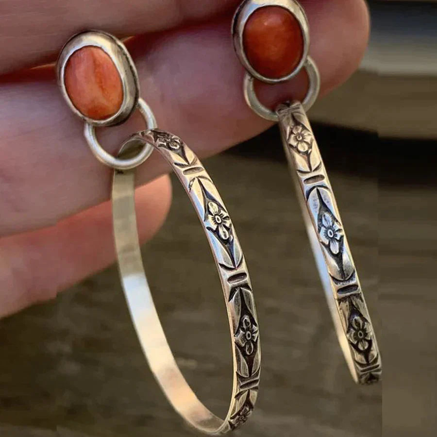 Pendientes vintage boho de ónix