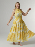 Sylin | Robe midi froncée à col licou