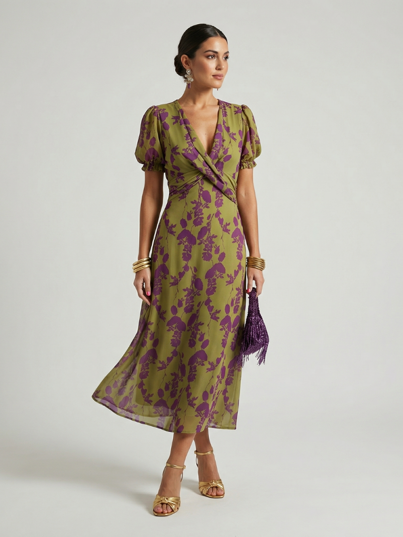 Virel | Vestido midi floral de caimento soltinho