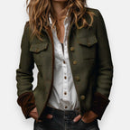 Corrie - Chaqueta de tweed con detalles de terciopelo