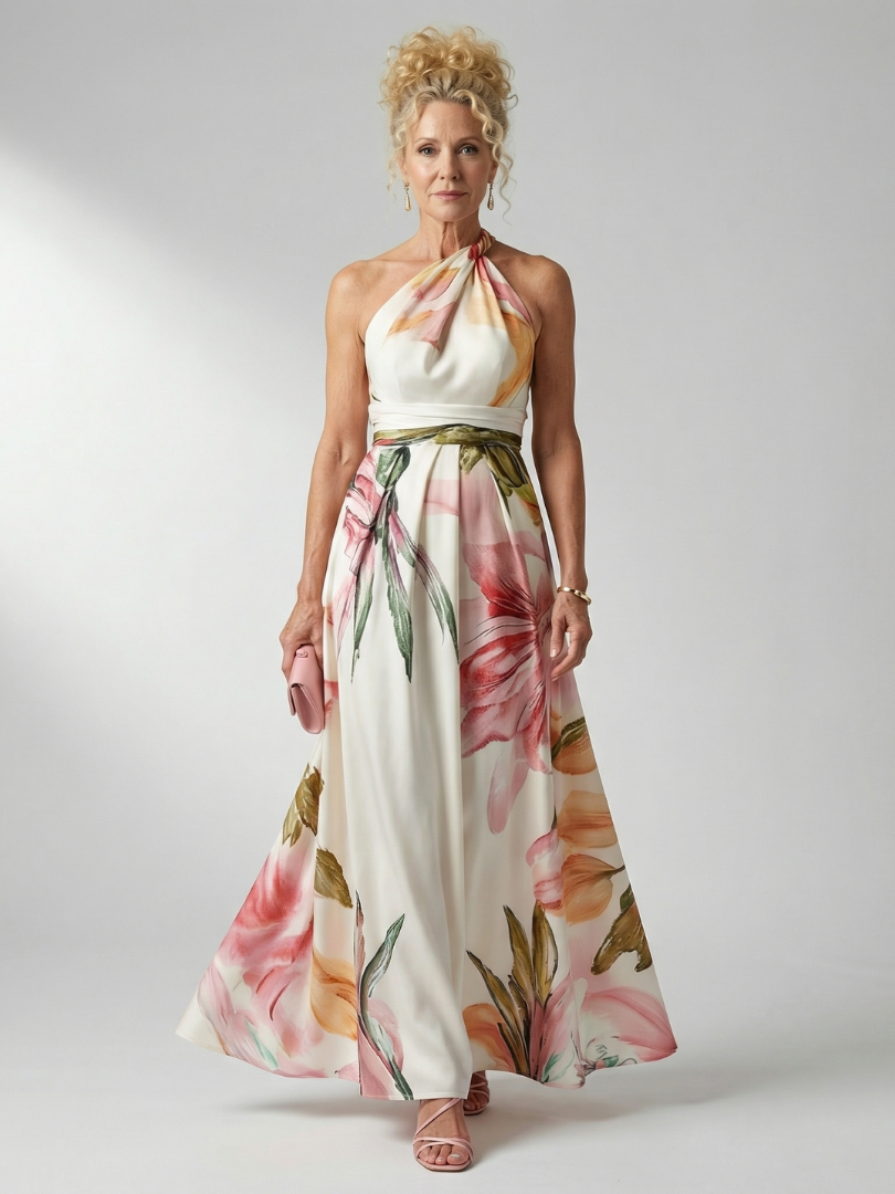 Amiel | Robe longue à motif floral délicat