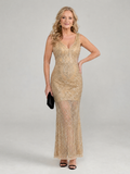 Sirea | Robe midi sans manches à sequins et empiècement transparent