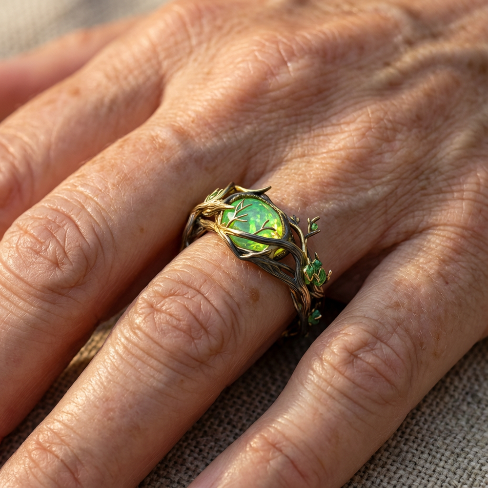 Green Opal Nature Ring