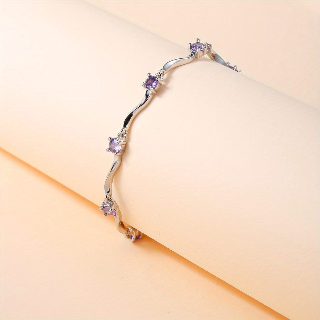 Elegant Wavy Purple Synthetic Zirconia Bracelet