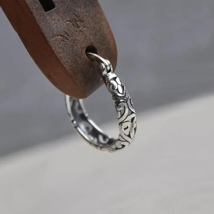 Pendientes vintage de aro con runas celtas irlandesas