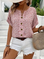 Wolena | Blusa con escote de pico y estampado de flores silvestres