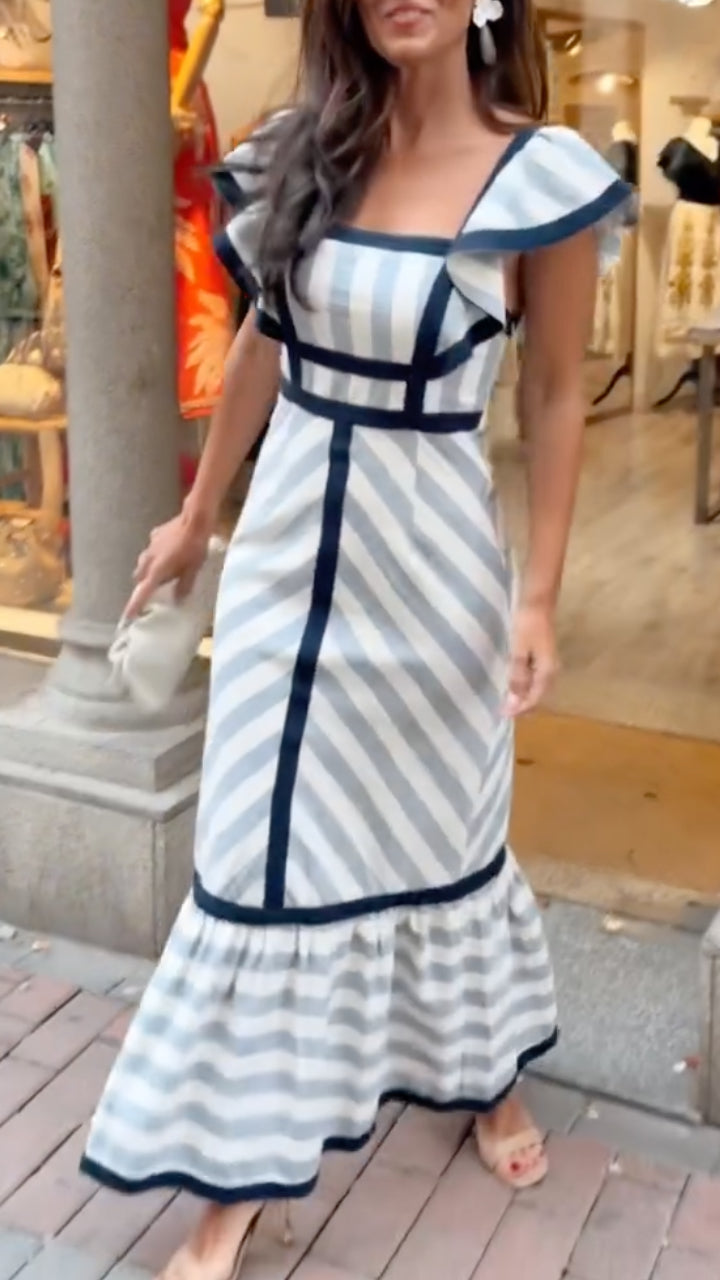 Dianne | Vestido Maxi Retro a Rayas