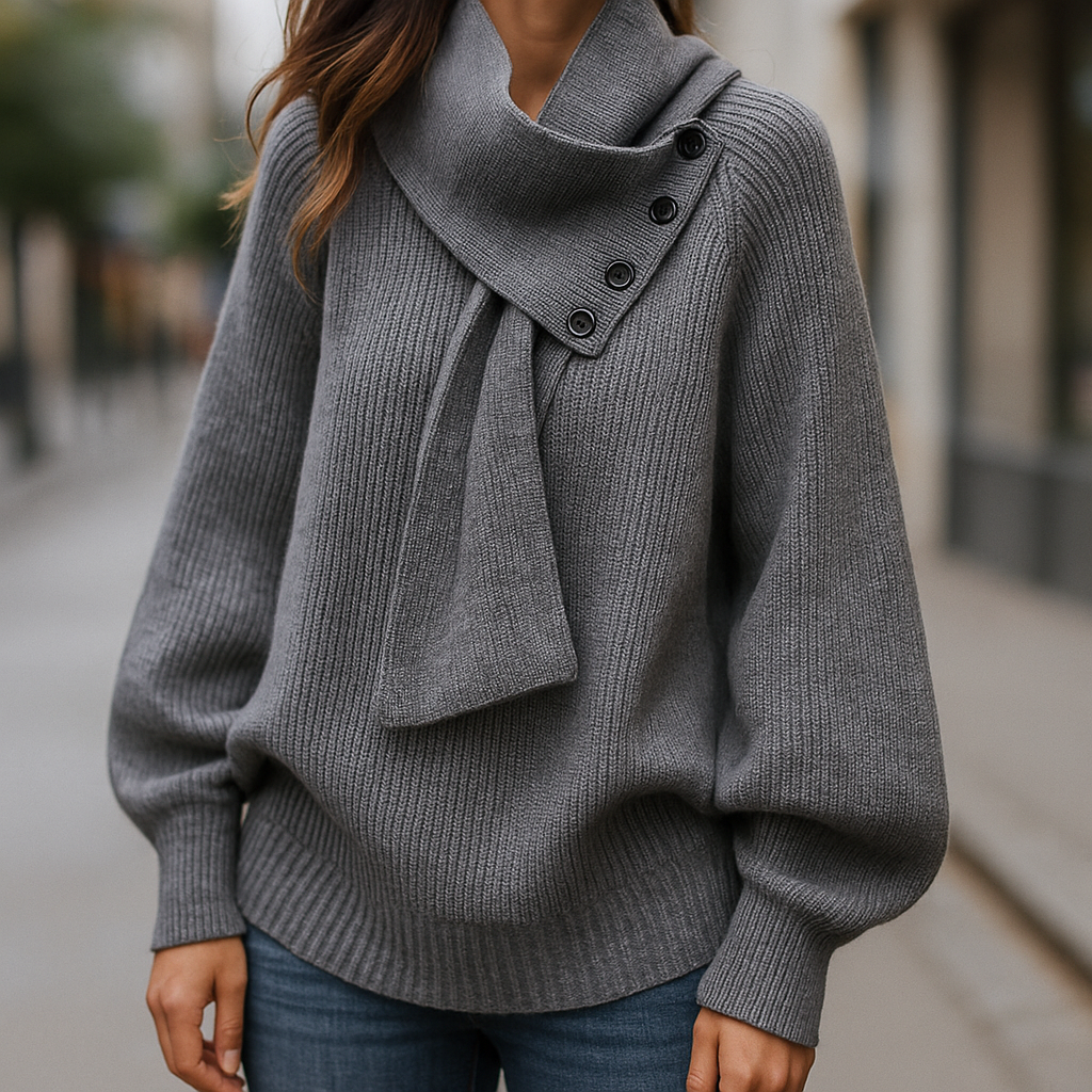 Elara™ | Soft Button-Detail Knit Sweater