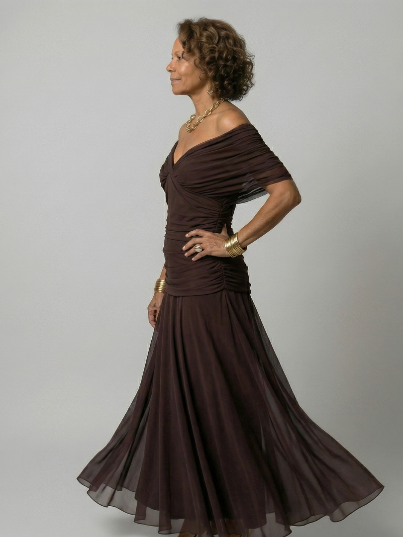 Calen | Vestidos midi vaporosos con hombros descubiertos