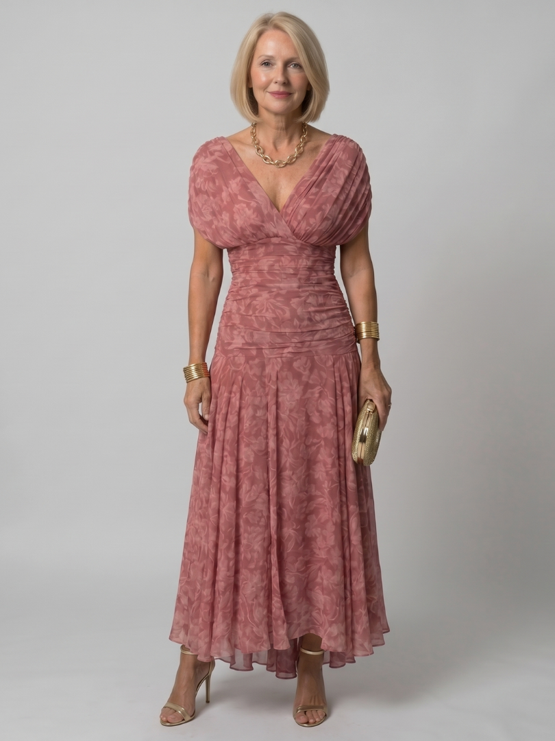 Calen | Vestido midi fluido de hombros descubiertos