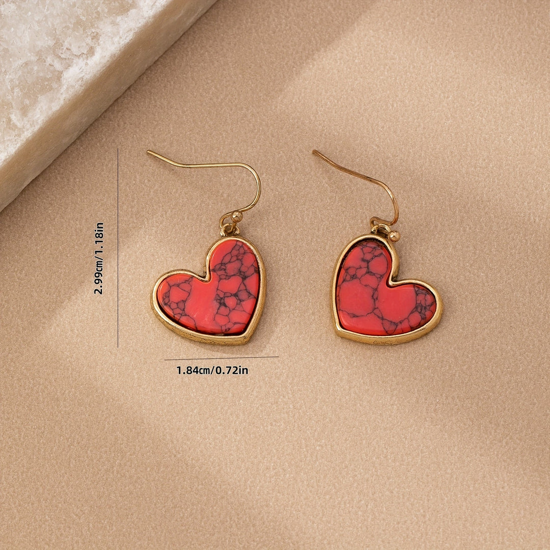 Pendientes Bohemios Minimalistas de Corazón de Turquesa Natural