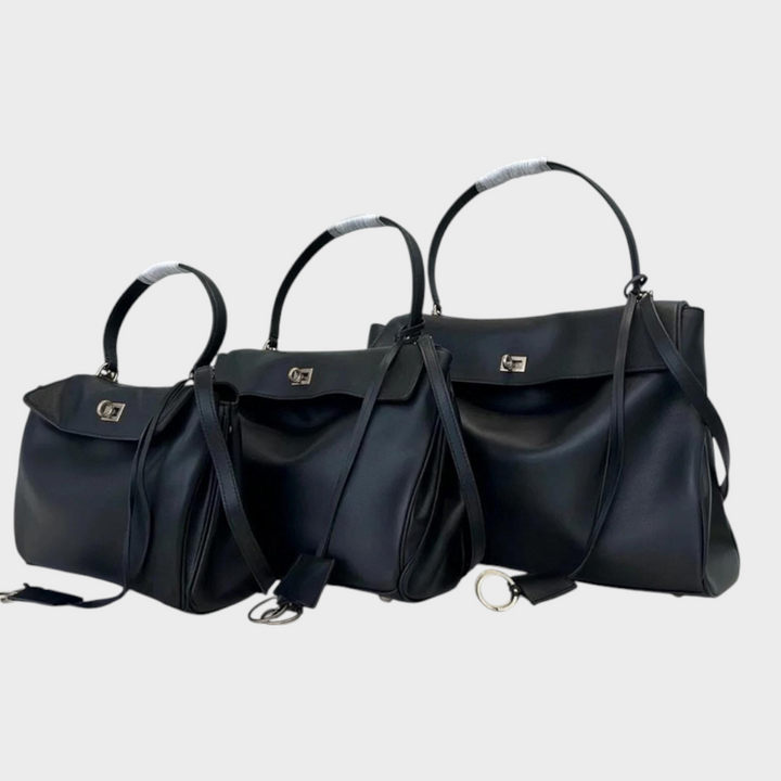 Libby | Structured Leather Handbag with Magnetic Flap Closure