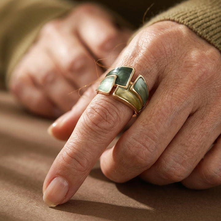 Green Enamel Gold Ring