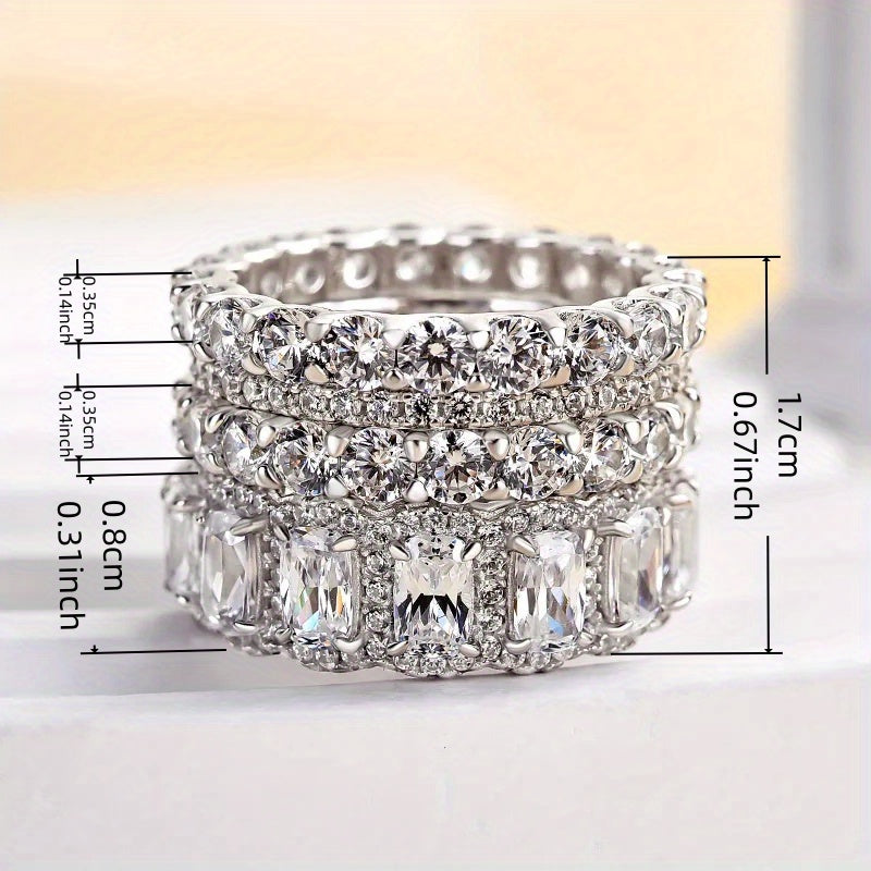 Classic Bridal Style 4-Piece Stackable Zirconia Ring Set