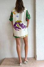 Ensemble Heavenly avec blouse imprimée et short à poches