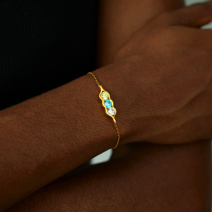Personalized Peas in a Pod Birthstone Bracelet