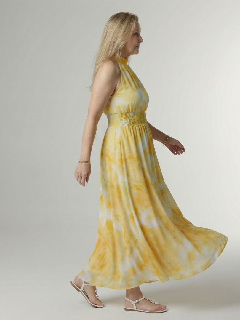 Sylin | Robe midi froncée à col licou