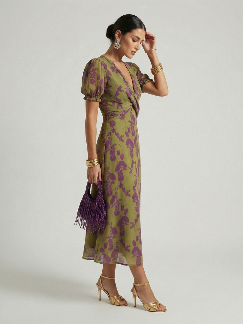 Virel | Vestido midi floral de caimento soltinho