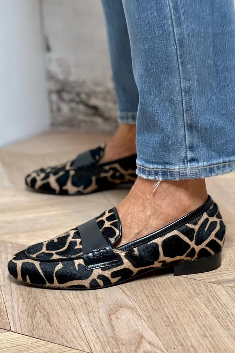 Animal Print Loafer with Elegant Detail