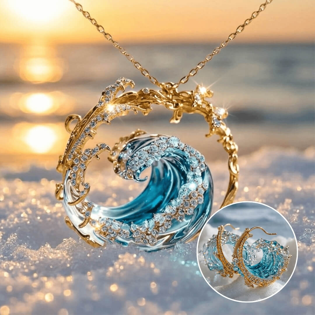 Collar de oro Juramento del Océano con pendientes de regalo – Oferta por tiempo limitado