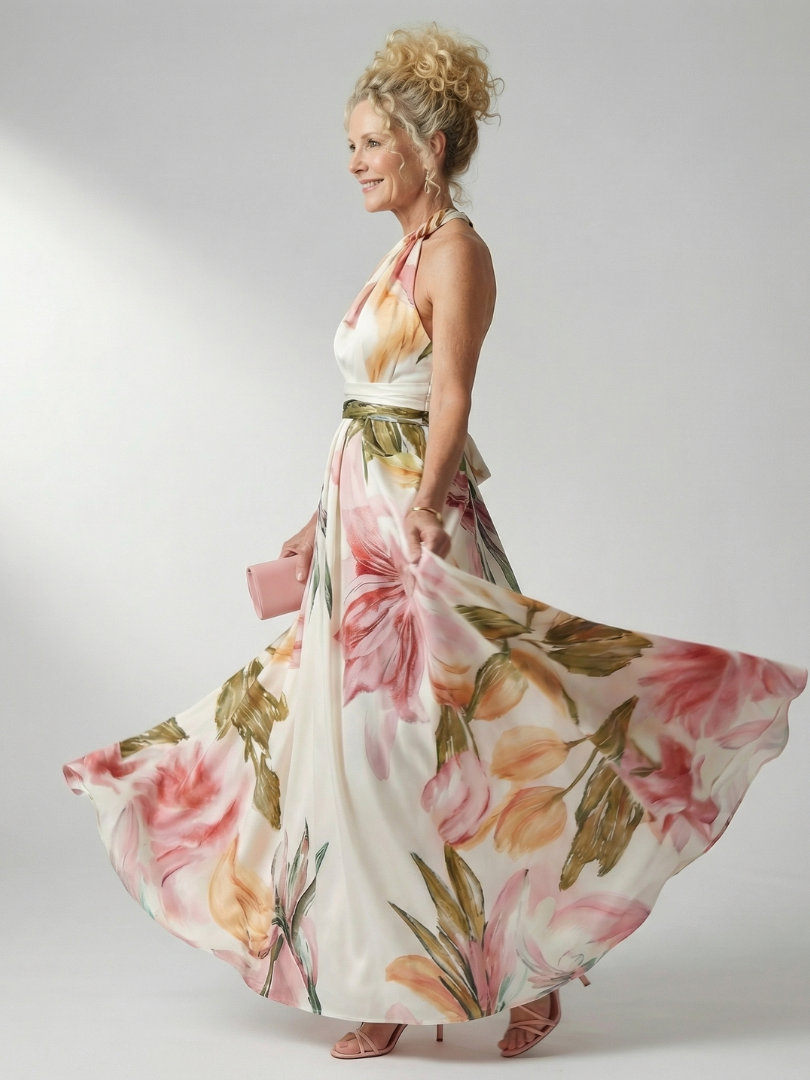 Amiel | Robe longue à motif floral délicat