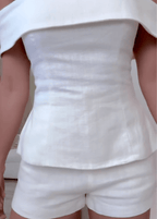 Traje de dos piezas de algodón y lino blanco Liam