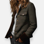 Corrie - Chaqueta de tweed con detalles de terciopelo