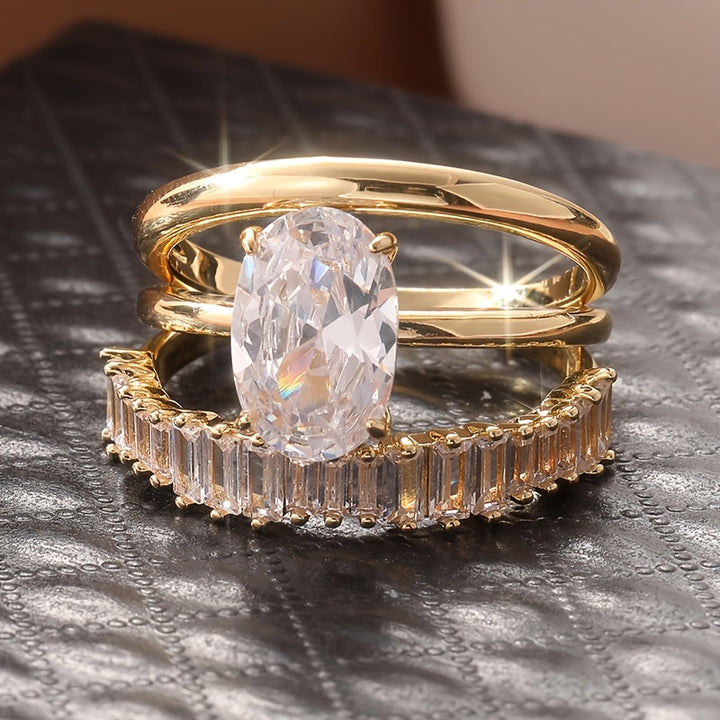 Elegant Vintage Sparkling Zirconia Stacked Rings Set