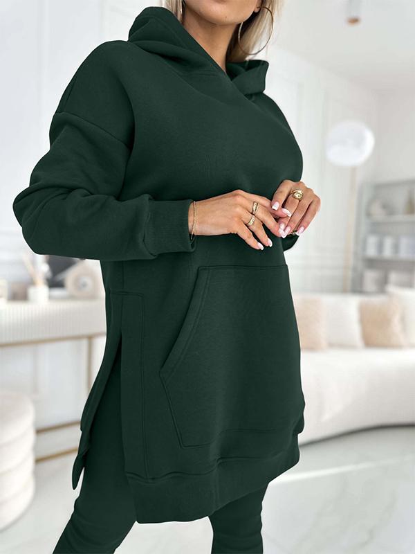 Conjunto Moletom com Capuz Cor Sólida e Leggings Forradas Sienna