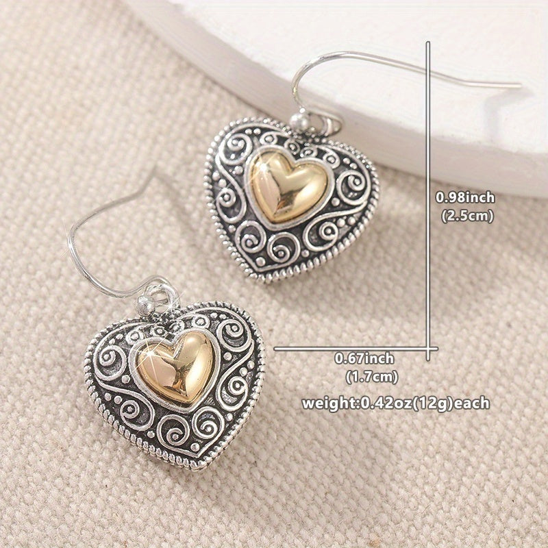 Pendientes colgantes vintage en forma de corazón con filigrana  