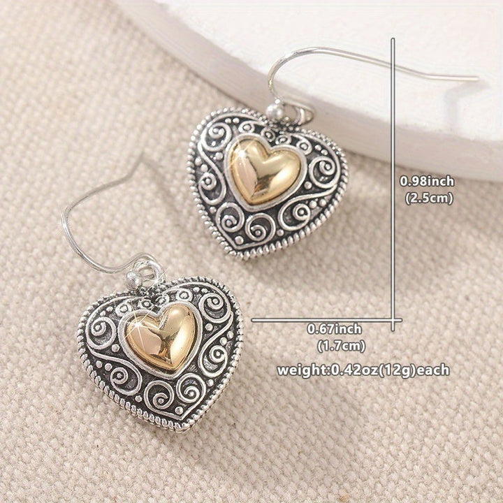 Pendientes colgantes vintage en forma de corazón con filigrana  