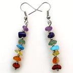 Pendientes colgantes bohemios y coloridos de piedras preciosas naturales