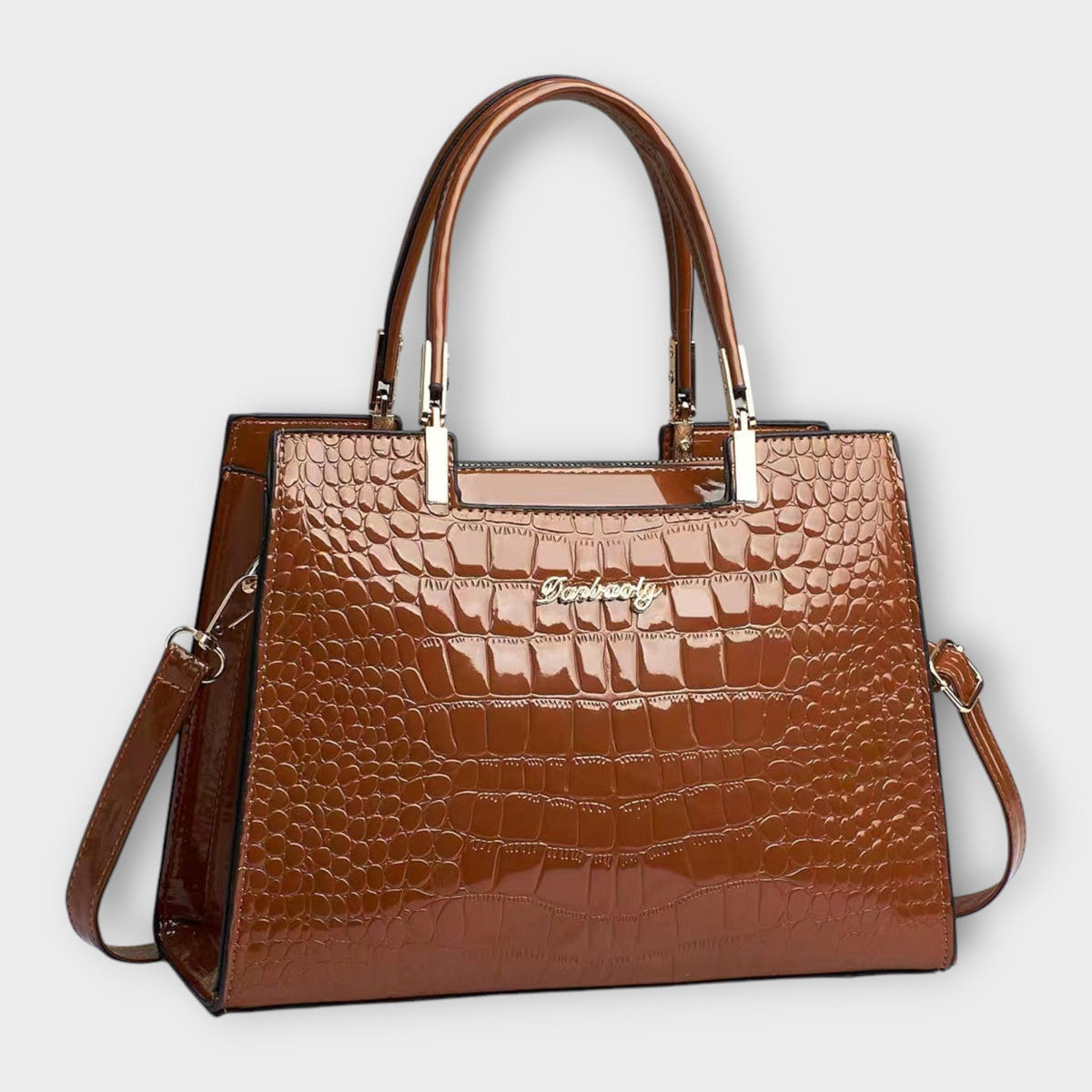 Olivia - Bolso de mano con patrón de cocodrilo brillante