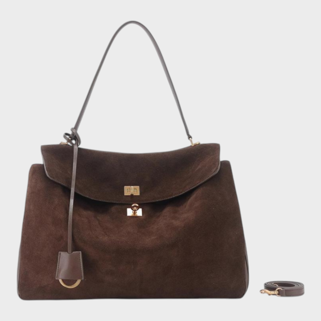 Libby | Structured Leather Handbag with Magnetic Flap Closure