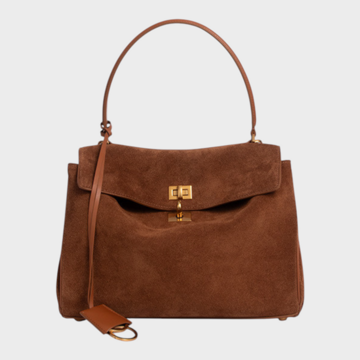 Libby | Structured Leather Handbag with Magnetic Flap Closure