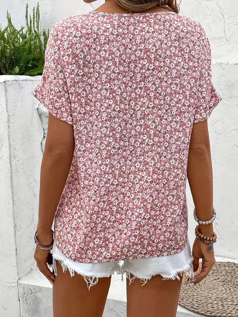 Wolena | Blusa con escote de pico y estampado de flores silvestres