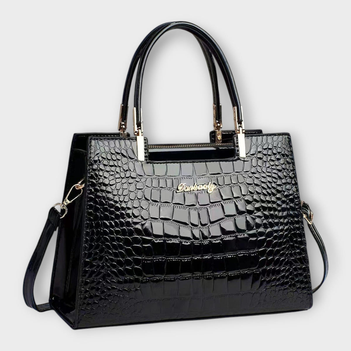 Olivia - Bolso de mano con patrón de cocodrilo brillante