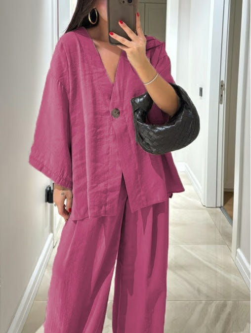 Conjunto de top con escote en V y pantalones Sienna