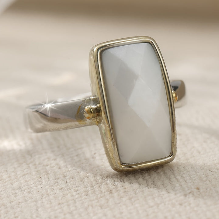 Vintage Bohemian Geometric Moonstone Ring