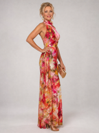 Elisabetta | Robe longue à imprimé floral et encolure dos nu