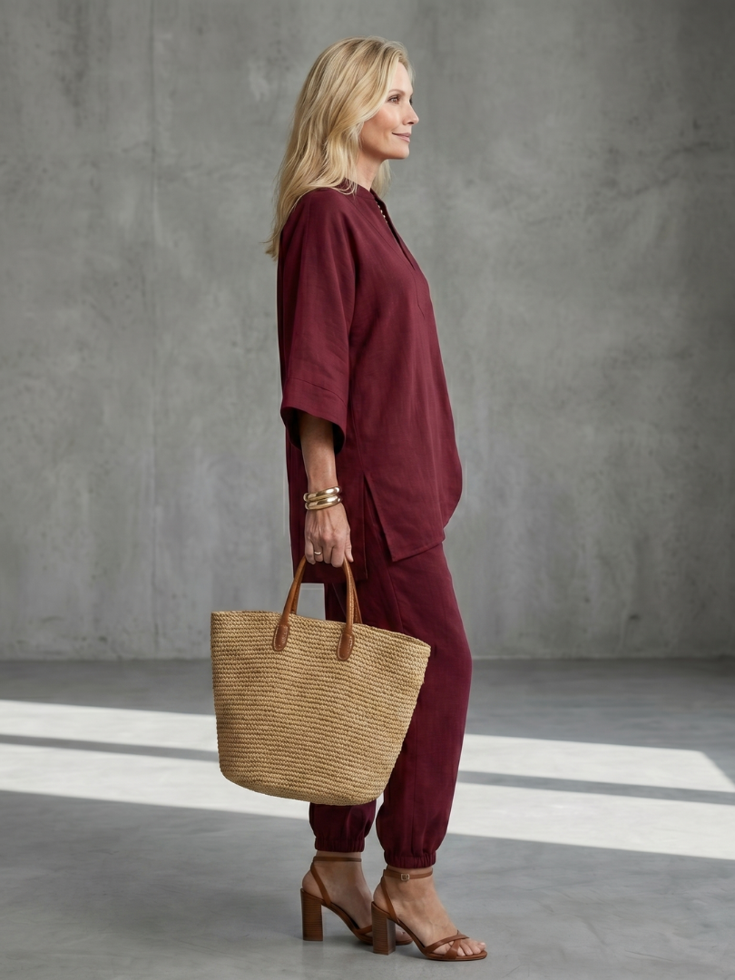 Georgiana | Conjunto de túnica con escote en V y pantalón fruncido