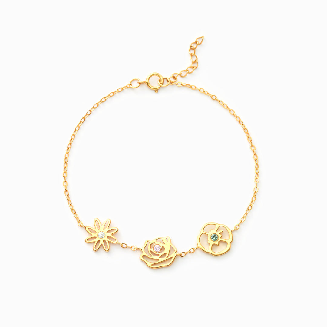 Birth Flowers Bracelet-Meaningful Family Jewelry