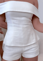 Traje de dos piezas de algodón y lino blanco Liam