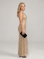 Sirea | Robe midi sans manches à sequins et empiècement transparent
