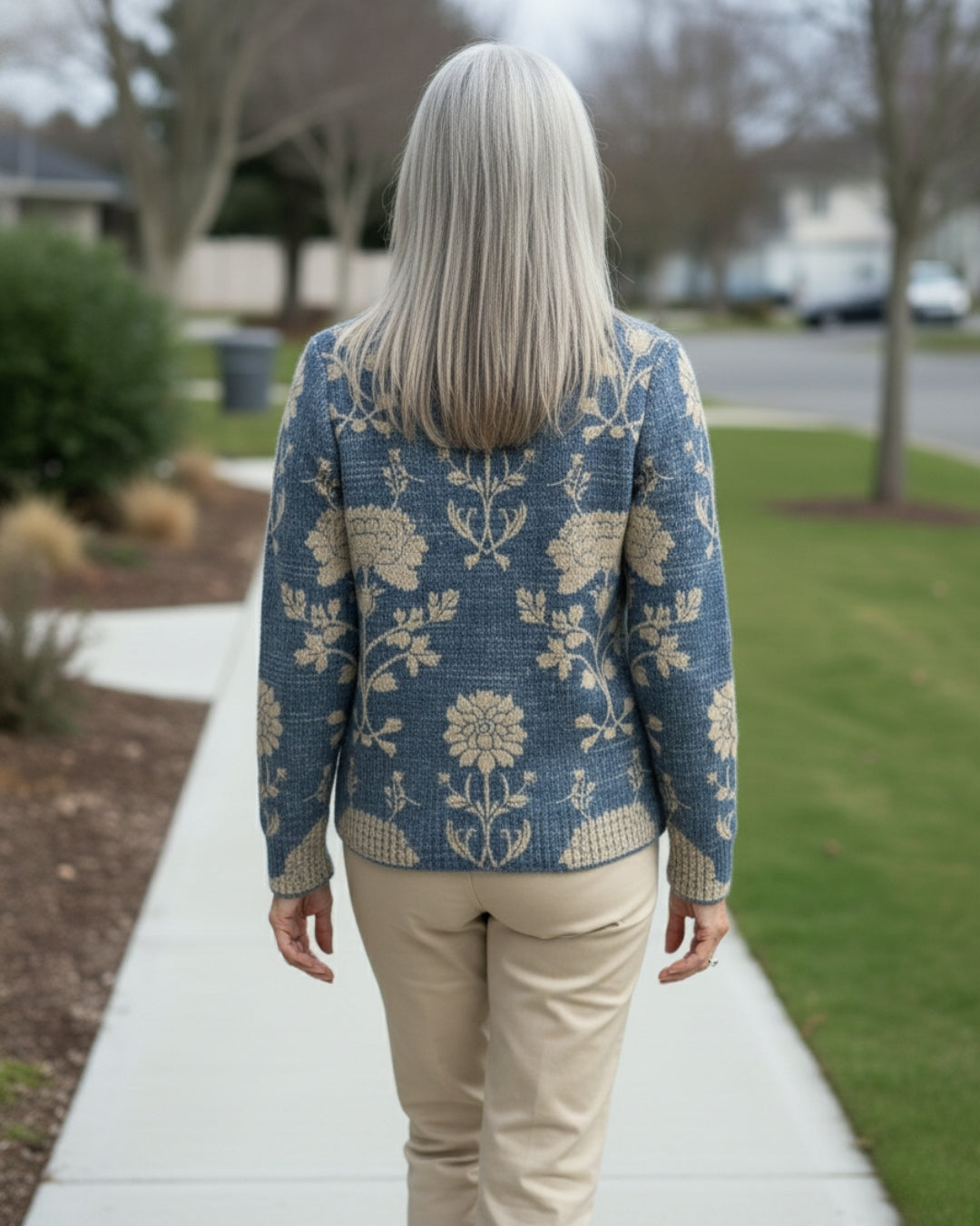 Evelyn™ | Suéter Elegante de Tricô com Gola Alta e Estampa Floral