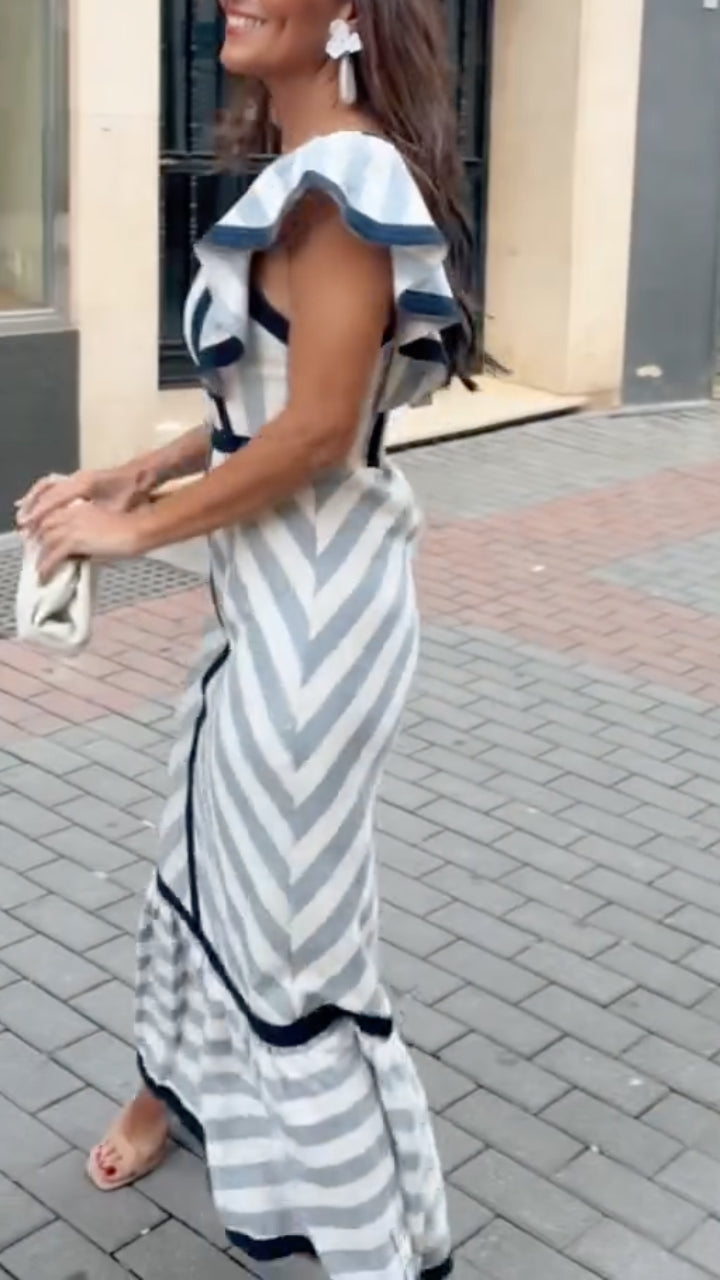 Dianne | Vestido Maxi Retro a Rayas