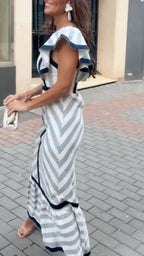 Dianne | Vestido largo retro de rayas