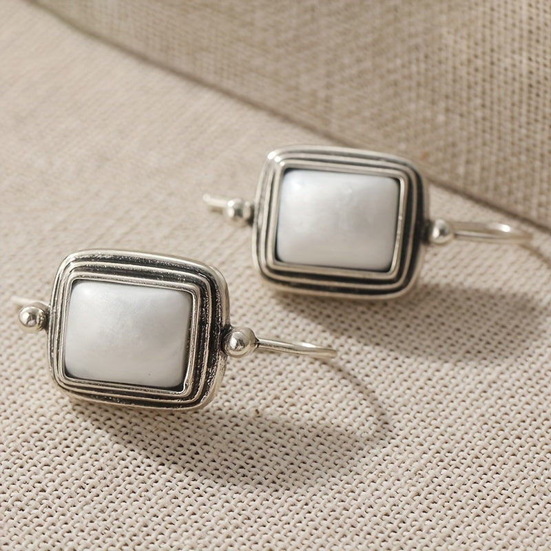 Brincos elegantes boêmios quadrados com pérolas pendentes