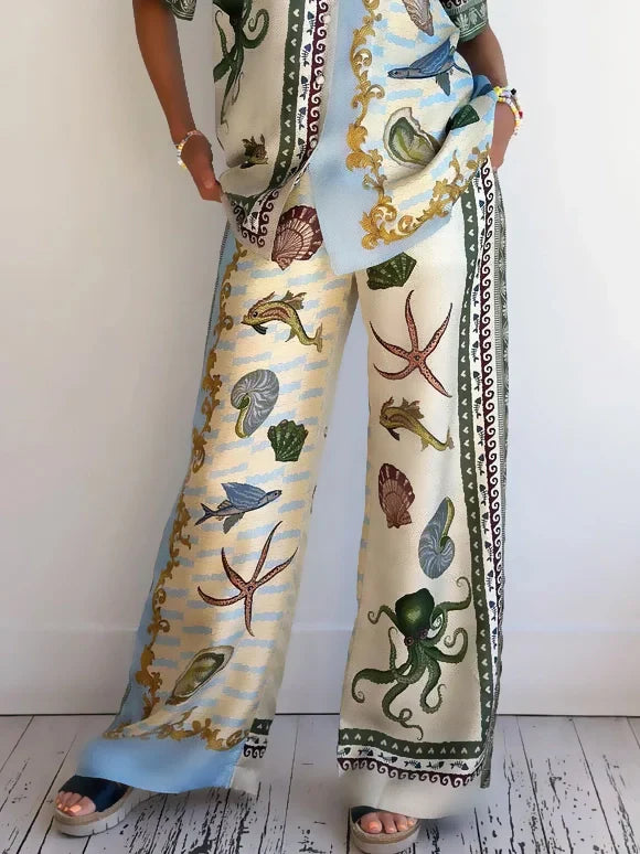 Conjunto Marina con Estampado Floral del Mar Profundo